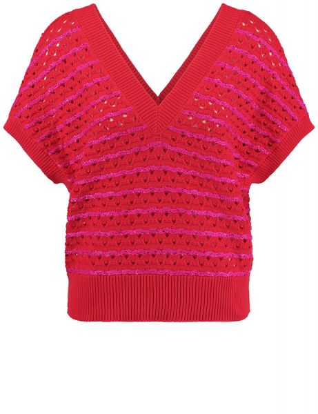 Taifun  Short sleeve jumper in an airy cotton knit - red (06523)