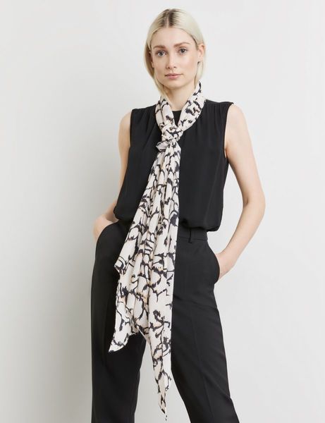 Taifun Scarf with all-over pattern - black/beige (09452)