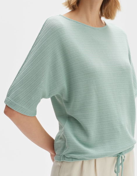 Opus Boxy shirt - Saronji structure - green (30005)