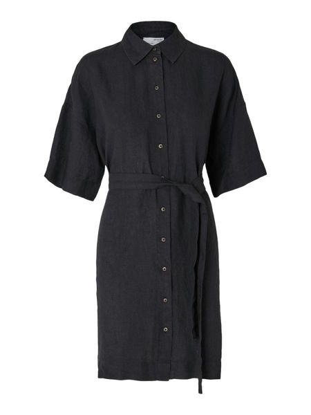 Selected Femme Linen dress with waistband - black (179099)