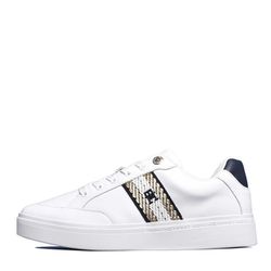 Tommy Hilfiger Leather Court Sneaker with Webbing Detail - white (YBS)