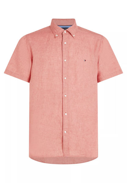 Tommy Hilfiger Regular Fit : Kurzarmhemd aus Leinen - pink (TJ5)