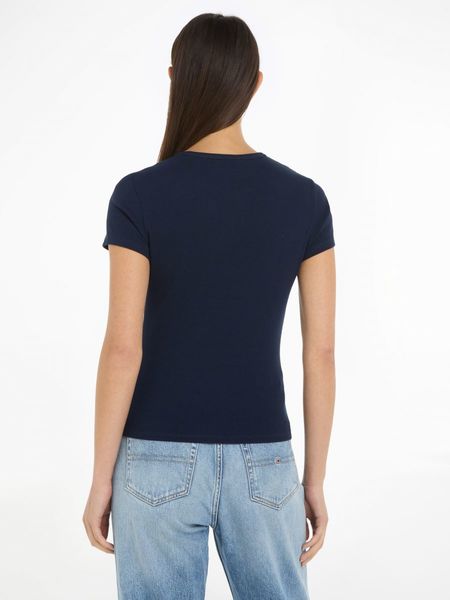 Tommy Jeans T-Shirt mit Rippstruktur  - blau (C1G)