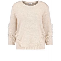 Gerry Weber Collection 3/4-sleeve jumper with fringing  - beige/white (90138)