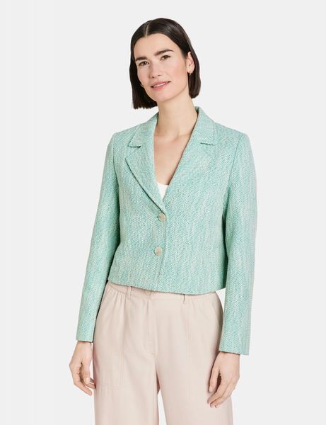 Gerry Weber Collection Short blazer jacket in structured fabric - white/green/beige (09050)