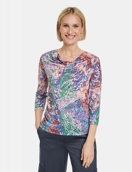 Gerry Weber Collection 3/4-sleeve top with burnout fabric - blue (08068)