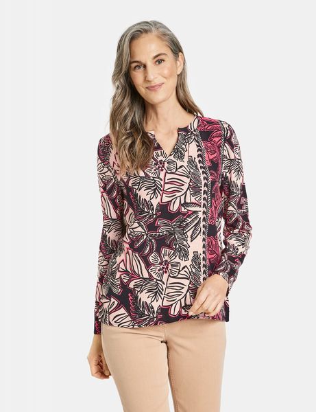 Gerry Weber Collection Long sleeve top with a tropical print  - beige/white (09018)