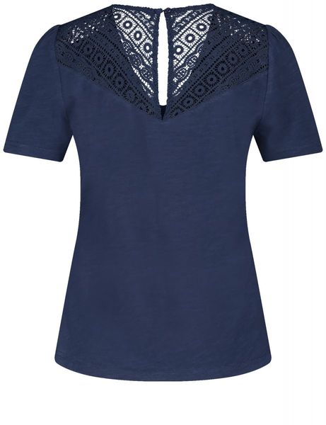 Gerry Weber Collection Short-sleeved shirt with delicate lace - blue (80936)