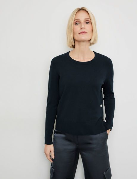 Gerry Weber Collection Simple sweater with button detail - blue (80890)