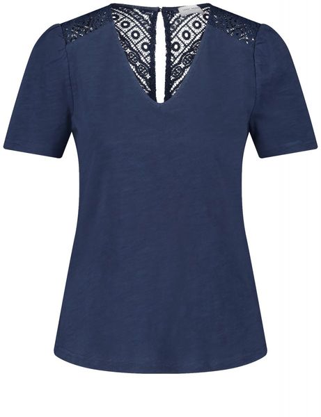 Gerry Weber Collection Short-sleeved shirt with delicate lace - blue (80936)