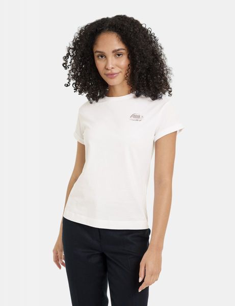 Gerry Weber Edition T-Shirt mit kleiner Stickerei - beige/weiß (99600)