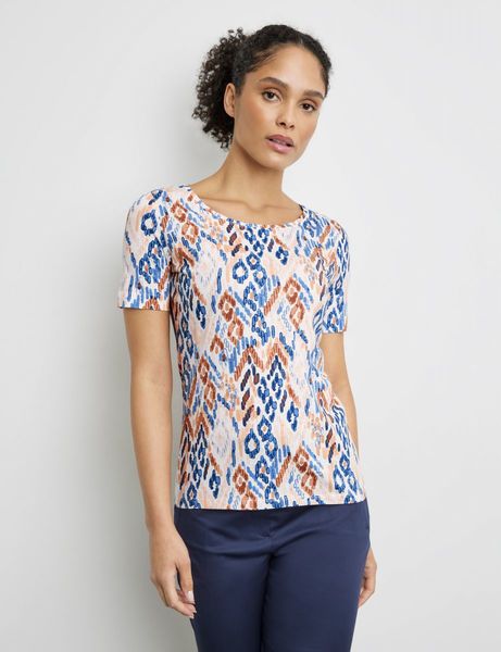 Gerry Weber Edition T-shirt with all-over pattern - beige/white (09069)