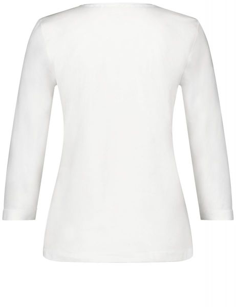 Gerry Weber Edition T-shirt à manches 3/4 avec imprimé frontal et wording - blanc/bleu (99700)