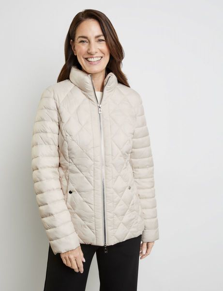 Gerry Weber Edition Quilted jacket with stand-up collar - beige/white (90523)