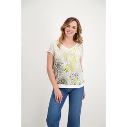 Signe nature T-shirt with print and rhinestones - white/yellow (1)