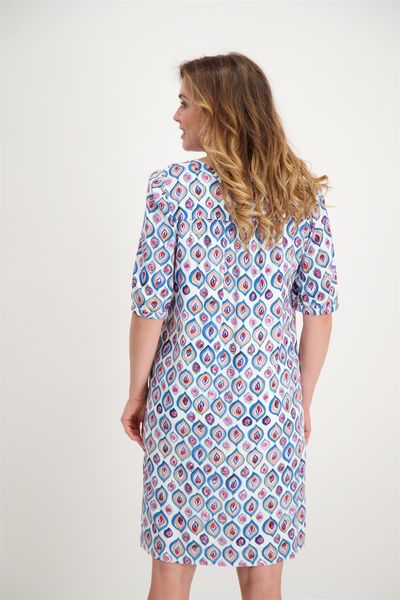 Signe nature Printed mid-length dress - white/red/blue (0)