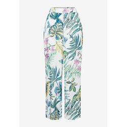 More & More Satin pants with leaf print    - white/green (5210)