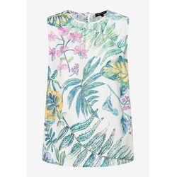 More & More Top blouse en satin avec impression de feuilles  - blanc/vert (5210)