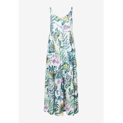 More & More Maxi robe en satin avec imprimé de feuilles - blanc/vert (5210)