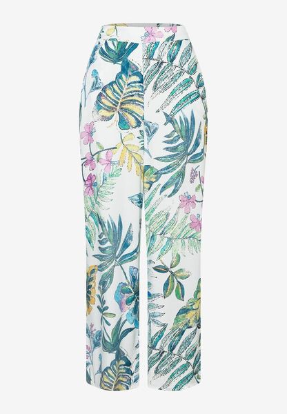 More & More Satin pants with leaf print    - white/green (5210)