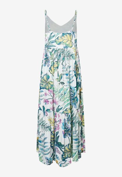 More & More Maxi satin dress with leaf print  - white/green (5210)