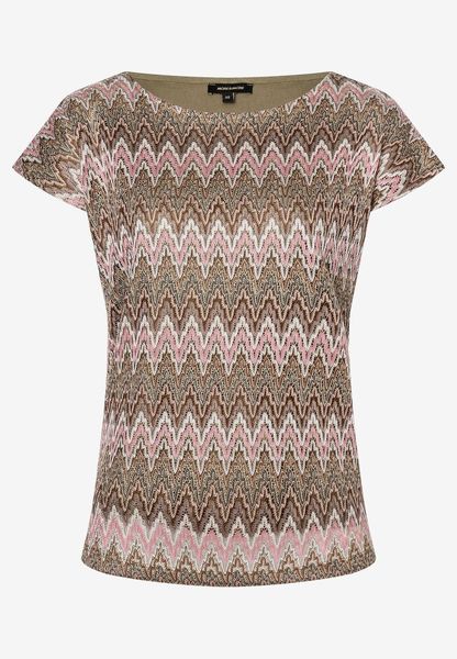 More & More T-shirt ajouré avec dessin en zigzag  - rose/brun (5671)