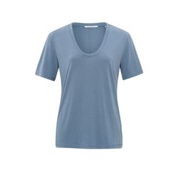 Yaya T-Shirt mit rundem V-Ausschnitt - blau (74015)