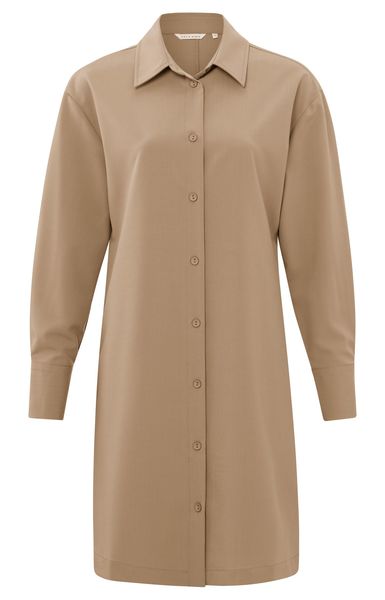 Yaya Robe blouse cintrée avec col - brun (71320)