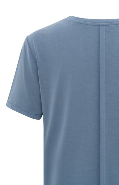 Yaya T-shirt with rounded V-neck - blue (74015)