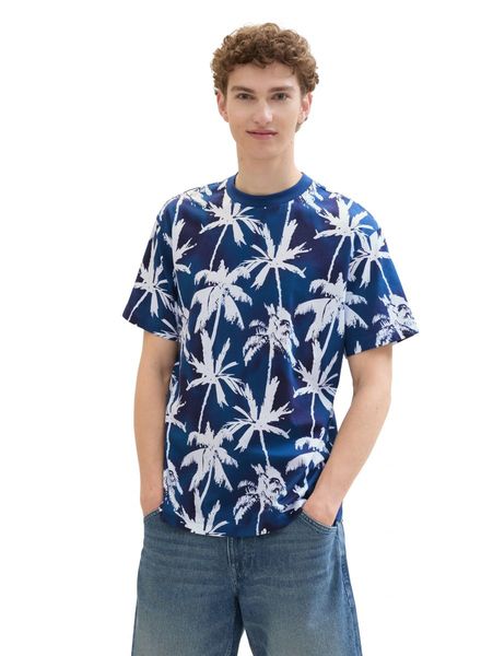 Tom Tailor Denim T-Shirt mit Allover Print - blau (35500)