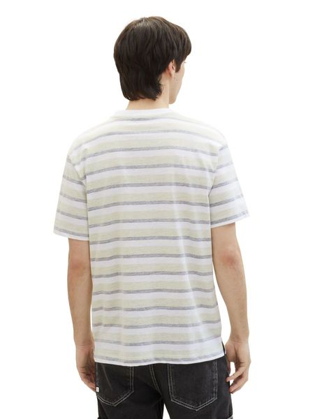 Tom Tailor Denim T-shirt décontracté à rayures - blanc/vert/gris (34980)