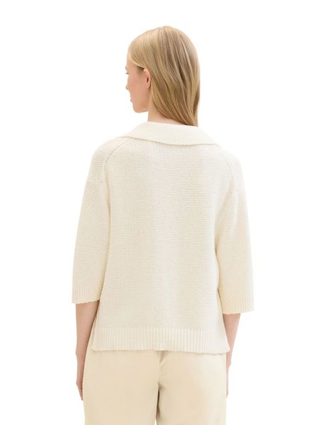 Tom Tailor Knitted top with a collar - white (10315)