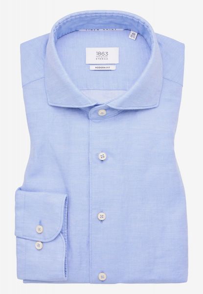 Eterna Modern Fit : chemise en lin - bleu (14)
