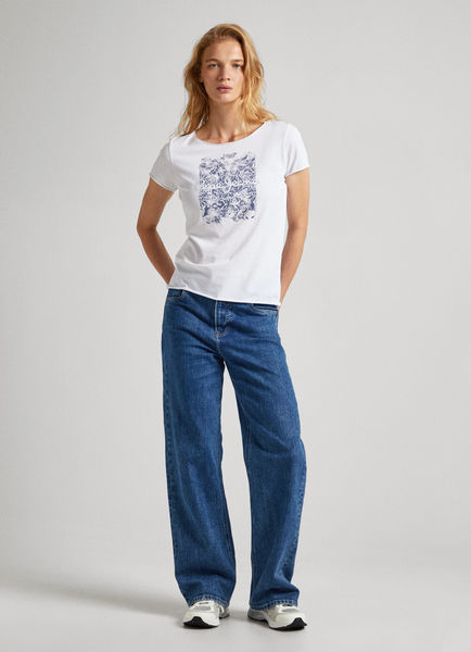 Pepe Jeans London T-shirt with printed logo - white/blue (800)