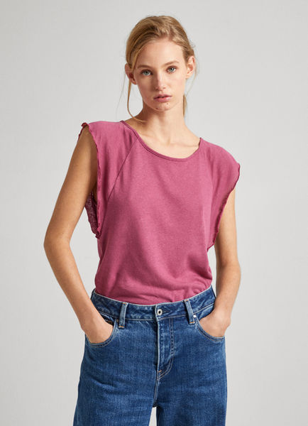 Pepe Jeans London T-shirt with ruffles - pink (363)