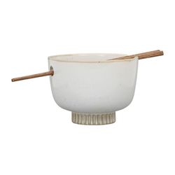 SEMA Design Stoneware bowl and chopsticks - white/beige (Blanc)