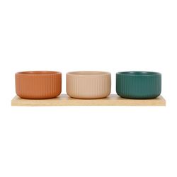 SEMA Design Set 3 bols + plateau - orange/vert/brun/beige (00)