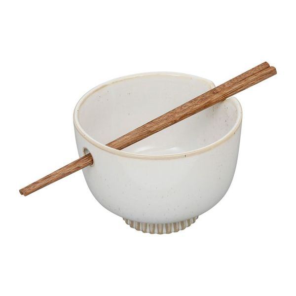 SEMA Design Stoneware bowl and chopsticks - white/beige (Blanc)
