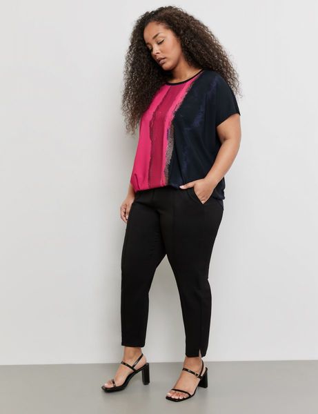 Samoon Blouse top in a mix of materials - pink (03442)