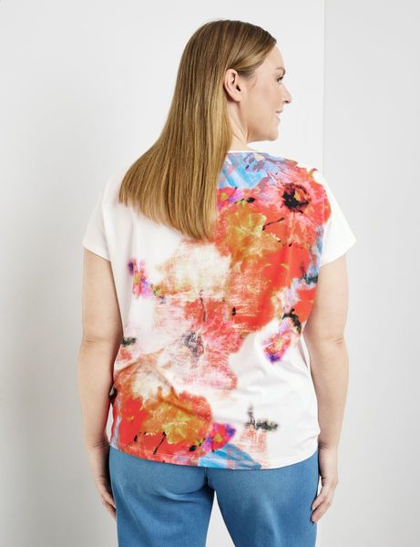 Samoon T-shirt à motif fleuri - rouge/vert (09602)