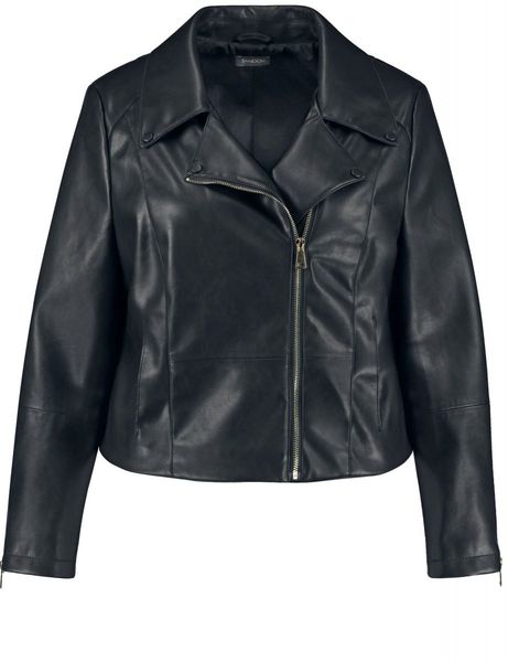 Samoon Faux leather biker jacket - blue (08100)