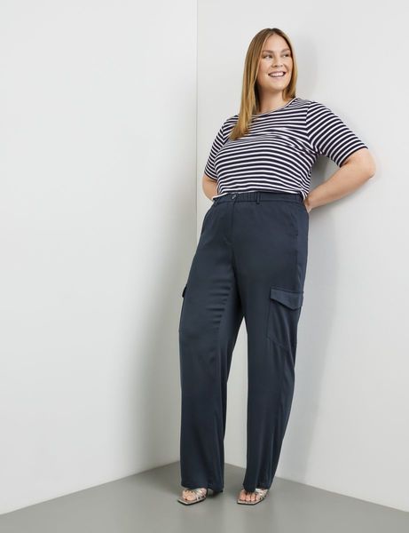 Samoon Pants with patch pockets - blue (08100)