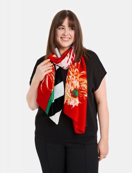 Samoon Scarf with all-over print - red (06382)