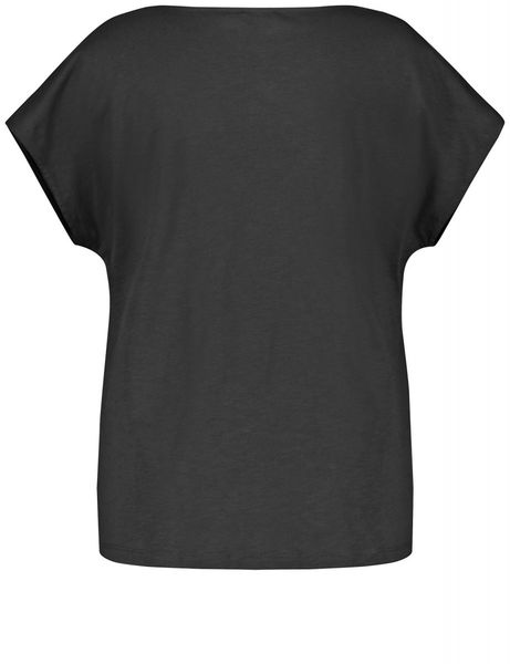 Samoon T-Shirt mit verziertem Wording - schwarz (01102)