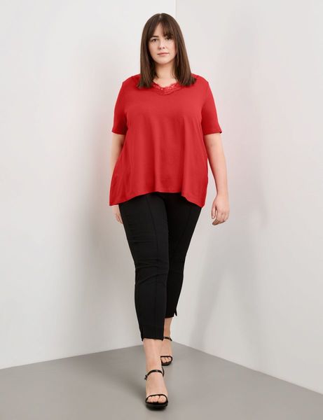 Samoon T-shirt with lace detail - red (06380)