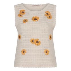Esqualo Top with floral embroidery - beige (NATURAL)