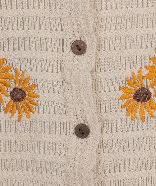 Esqualo Strickjacke mit Blumenstickerei - beige (NATURAL)