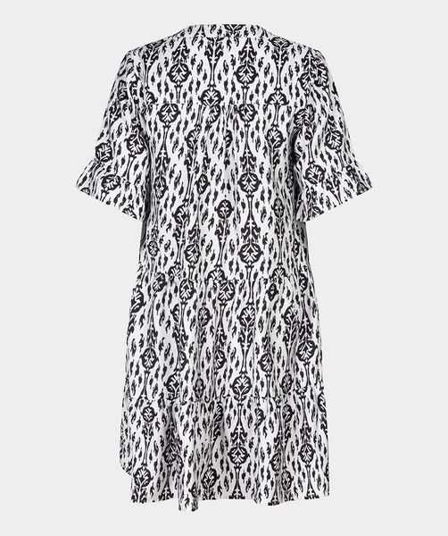 Esqualo Kleid - Ikat print - weiß/schwarz (PRINT)