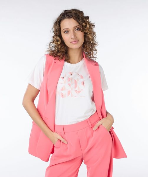 Esqualo T-shirt avec impression sur le devant - blanc/rose (Offwh Cantaloupe)