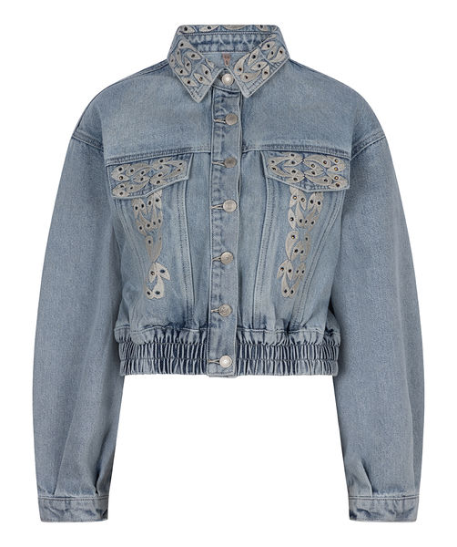 Esqualo Denim jacket with embroidered details  - blue (Blue)